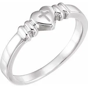 WB Choice Jewelry Rings 14K White Heart Cross Chastity Ring Size 6R702763469PSTWBC WB Choice Jewelry Rings 14K White Heart Cross Chastity Ring Size 6R702763469PSTWBC