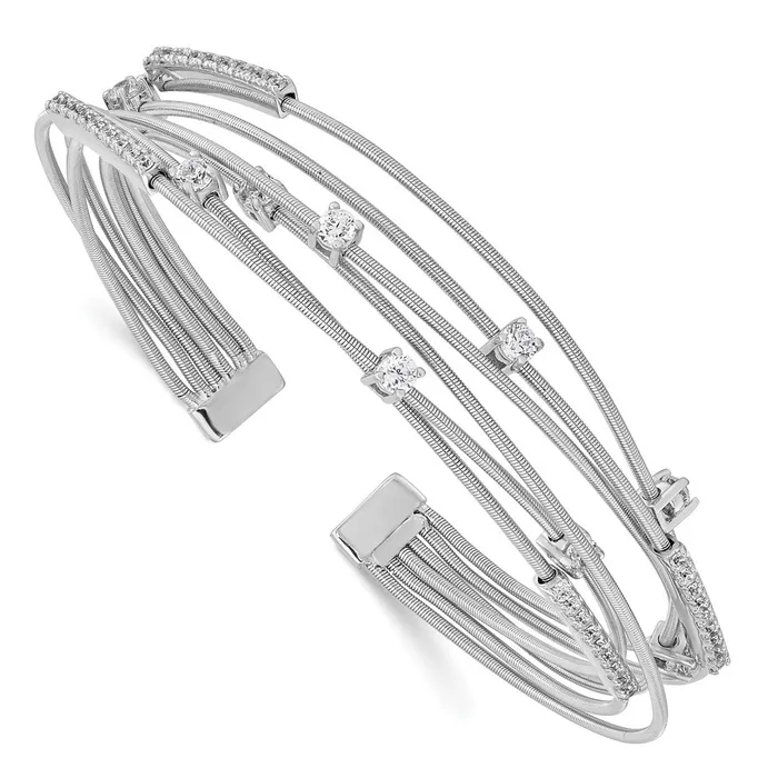 WB Choice Jewelry Rings Cheryl M Sterling Silver Rhodiumplated Multistrand CZ BangleWBCQCM1510 WB Choice Jewelry Rings Cheryl M Sterling Silver Rhodiumplated Multistrand CZ BangleWBCQCM1510