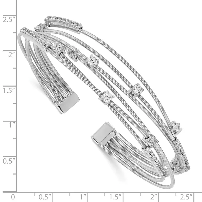 WB Choice Jewelry Rings Cheryl M Sterling Silver Rhodiumplated Multistrand CZ BangleWBCQCM1510 WB Choice Jewelry Rings Cheryl M Sterling Silver Rhodiumplated Multistrand CZ BangleWBCQCM1510