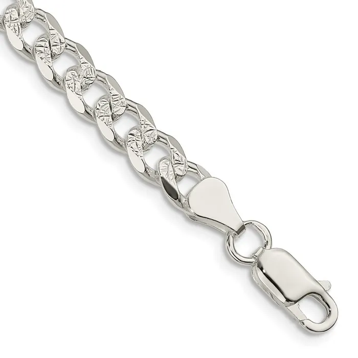 WB Choice Jewelry Rings Sterling Silver 7mm Pave Curb ChainWBCQCF1809
