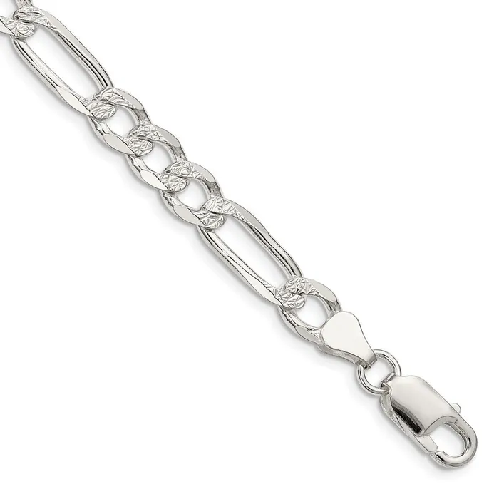WB Choice Jewelry Rings Sterling Silver 7mm Pave Flat Figaro ChainWBCQFF1809 WB Choice Jewelry Rings Sterling Silver 7mm Pave Flat Figaro ChainWBCQFF1809