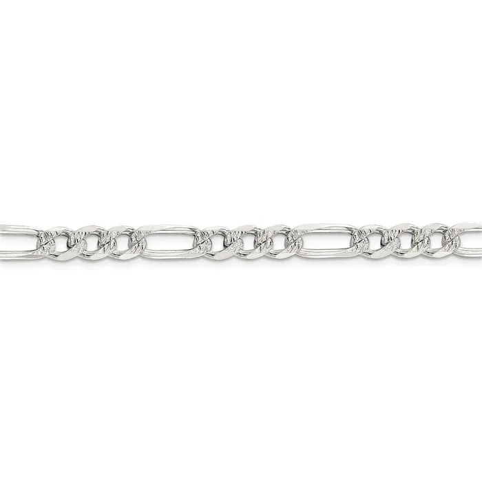WB Choice Jewelry Rings Sterling Silver 7mm Pave Flat Figaro ChainWBCQFF1809 WB Choice Jewelry Rings Sterling Silver 7mm Pave Flat Figaro ChainWBCQFF1809