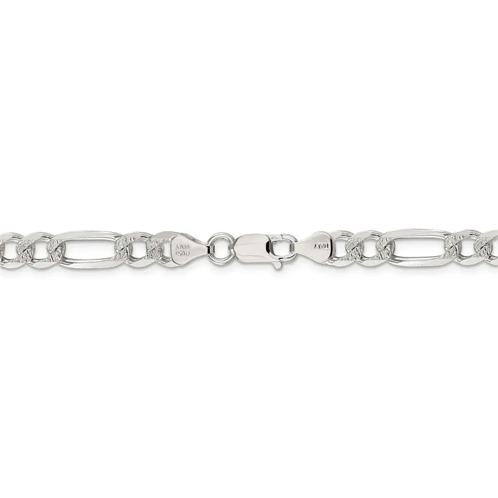 WB Choice Jewelry Rings Sterling Silver 7mm Pave Flat Figaro ChainWBCQFF1809 WB Choice Jewelry Rings Sterling Silver 7mm Pave Flat Figaro ChainWBCQFF1809