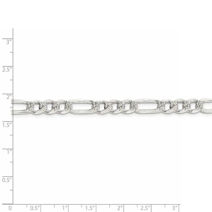 WB Choice Jewelry Rings Sterling Silver 7mm Pave Flat Figaro ChainWBCQFF1809 WB Choice Jewelry Rings Sterling Silver 7mm Pave Flat Figaro ChainWBCQFF1809