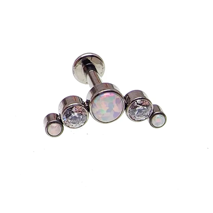 White Opal Clear CZ Cluster 18g 16g 14g Body Clickers Charm Necklaces