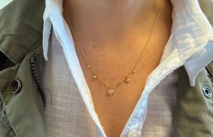 Albert Hern Necklaces Necklace 18Kt Gold Stars Diamonds Pendants