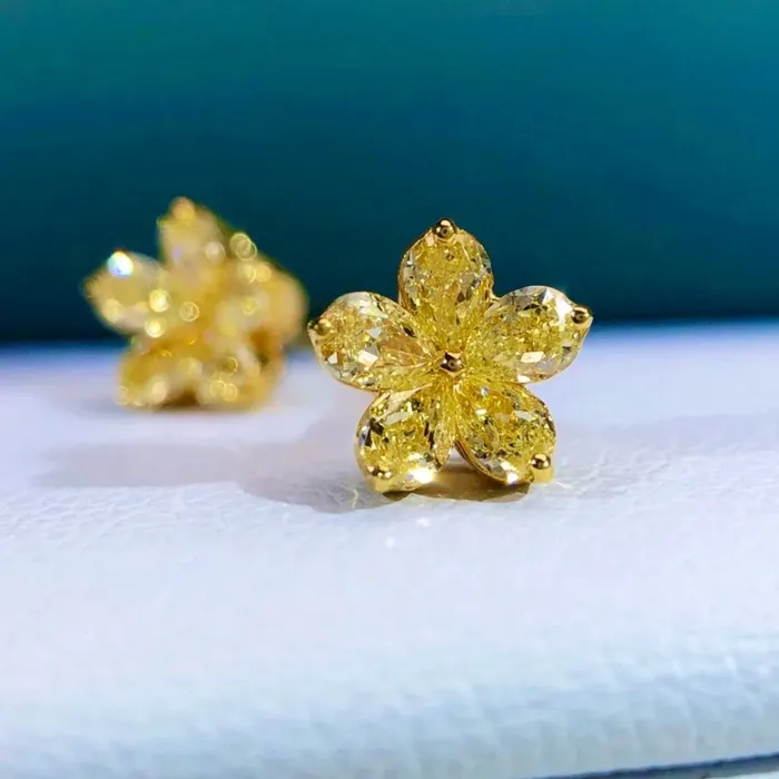 Earrings Fancy Yellow Diamond Stud Earrings 18K GoldDiamond Cluster Earrings AlbrechtJewellery