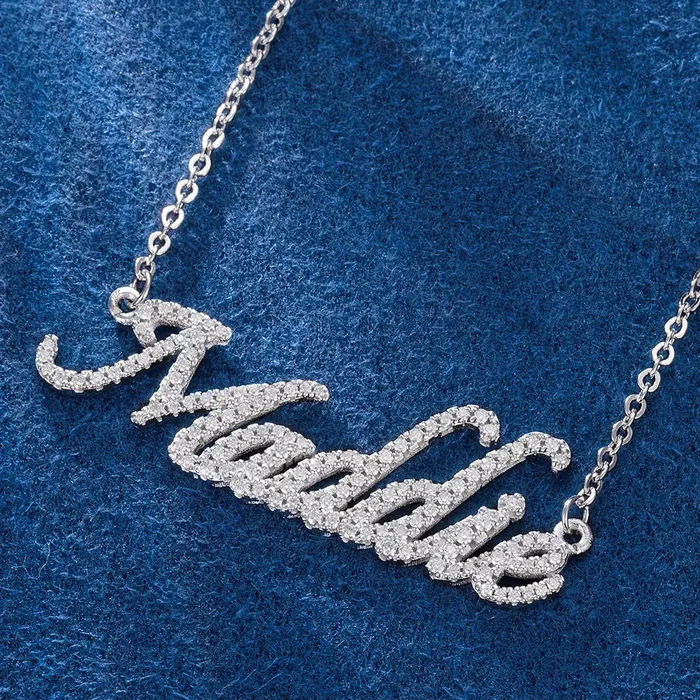 icezeusshop Necklaces Custom Moissanite Cursive Letter Name Necklace