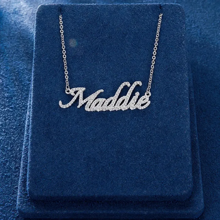 icezeusshop Necklaces Custom Moissanite Cursive Letter Name Necklace