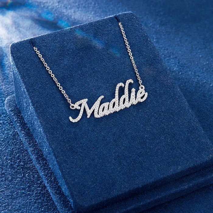icezeusshop Necklaces Custom Moissanite Cursive Letter Name Necklace