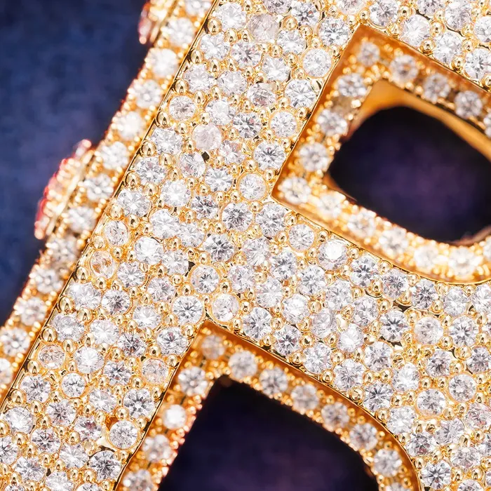 icezeusshop Necklaces Custom Name Iced Out Heart Side Letter Pendant Rapper Hip Hop Jewelry