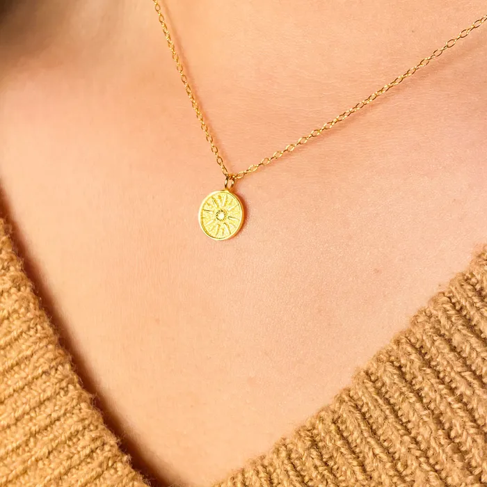 Izzy Jo Elia in Gold Mini Sun Necklace Necklaces