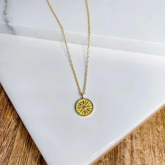 Izzy Jo Elia in Gold Mini Sun Necklace Necklaces