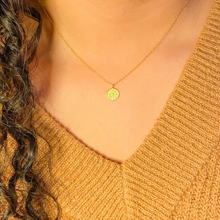 Izzy Jo Elia in Gold Mini Sun Necklace Necklaces