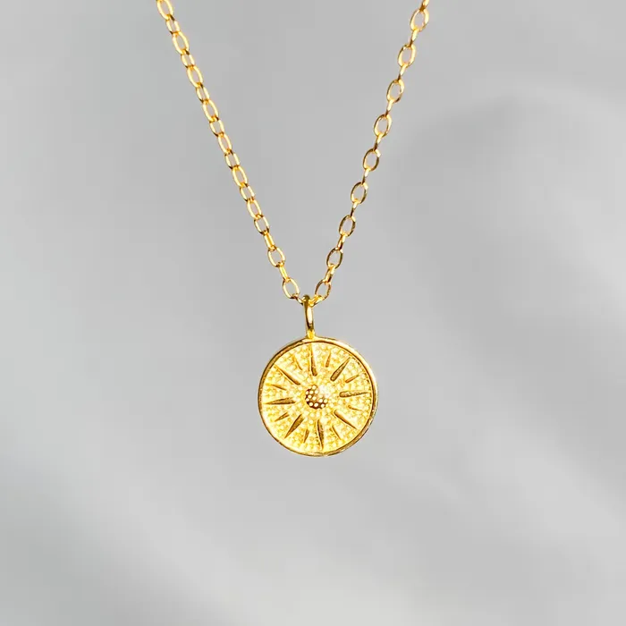Izzy Jo Elia in Gold Mini Sun Necklace Necklaces