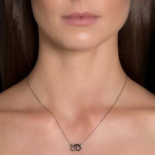 Jack Vartanian Necklaces MEDIUM HANDCUFF NECKLACE IN BLACK RHODIUM PLATED 18K WHITE GOLD WITH DIAMOND