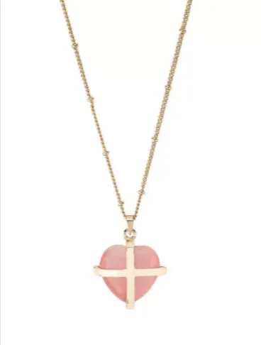 Kellis Gifts Necklaces Heart Shaped Healing Cats Eye Pink Necklace Alexas Angels
