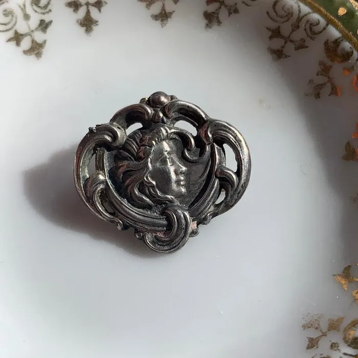 Love Vintage Paris Nouveau Swirling Goddess Dainty Brooch Sterling Front Antique Necklaces Love Vintage Paris Nouveau Swirling Goddess Dainty Brooch Sterling Front Antique Necklaces