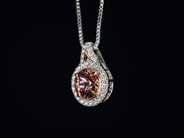 Michael Couch Necklaces 14k White Gold Sapphire and Diamond Pendant