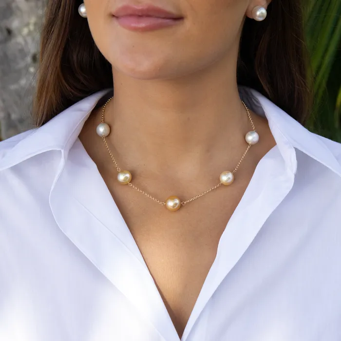 misha hawaii Melinda Ombr Golden South Sea Pearl Necklace Necklaces