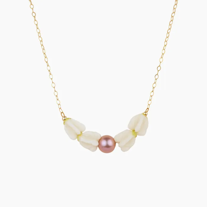 misha hawaii White Crown Pink Pearl Necklace Necklaces