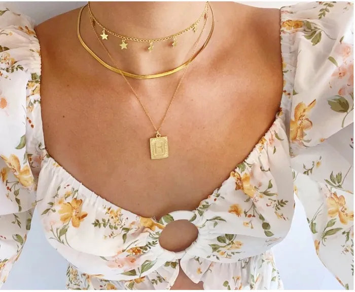 Necklaces bubs sass gold rectangle initial