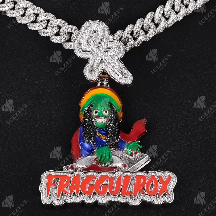Necklaces Custom Enamel Character Iced Out Name Pendant IceZeusShop