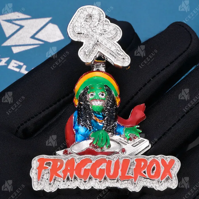 Necklaces Custom Enamel Character Iced Out Name Pendant IceZeusShop