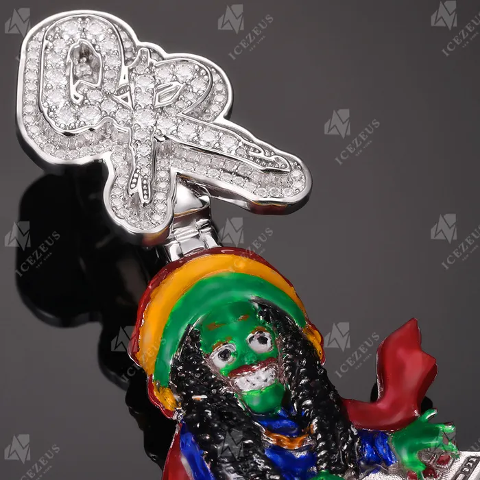 Necklaces Custom Enamel Character Iced Out Name Pendant IceZeusShop