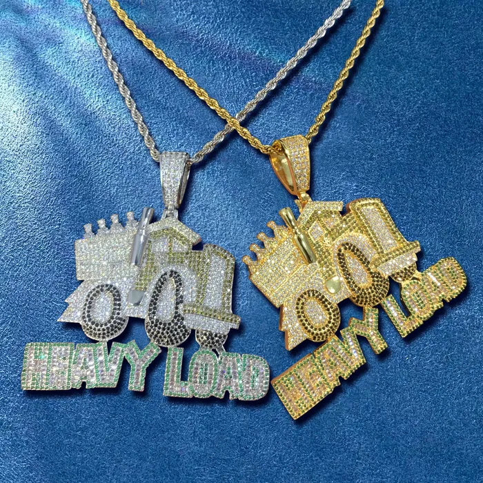Necklaces IceZeusShop Custom Iced Out Cartoon Truck Letters Pendant