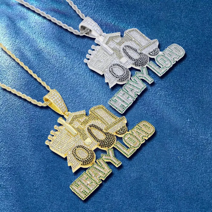 Necklaces IceZeusShop Custom Iced Out Cartoon Truck Letters Pendant