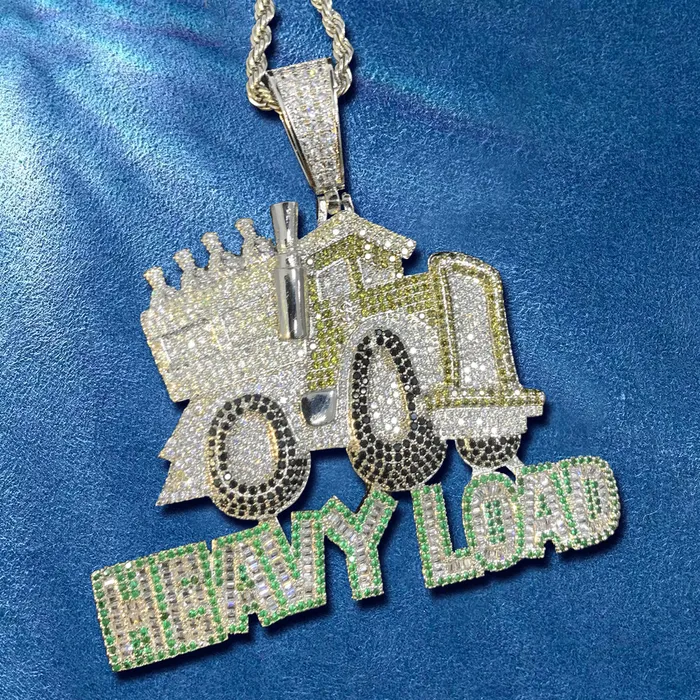Necklaces IceZeusShop Custom Iced Out Cartoon Truck Letters Pendant