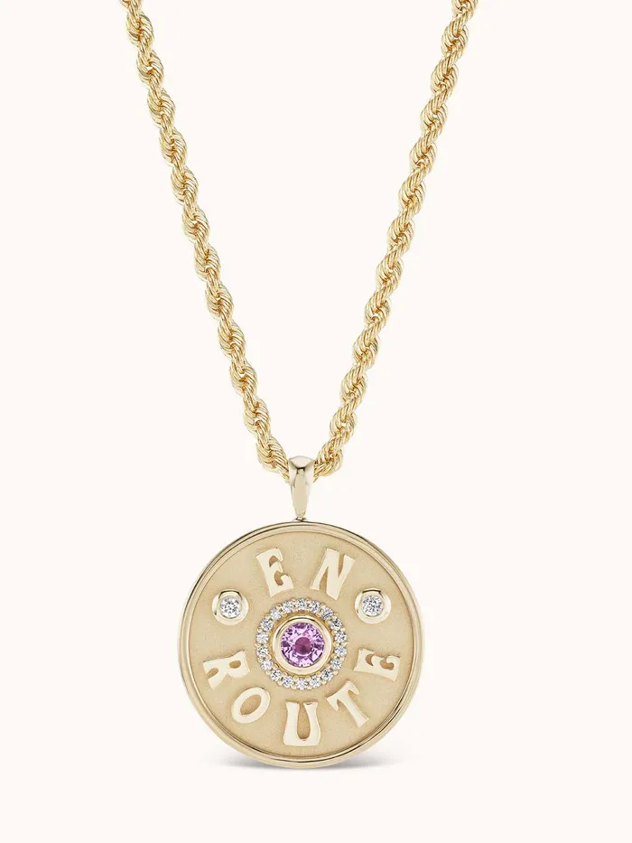 Necklaces Marlo Laz Large En Route Necklace Pink Sapphire