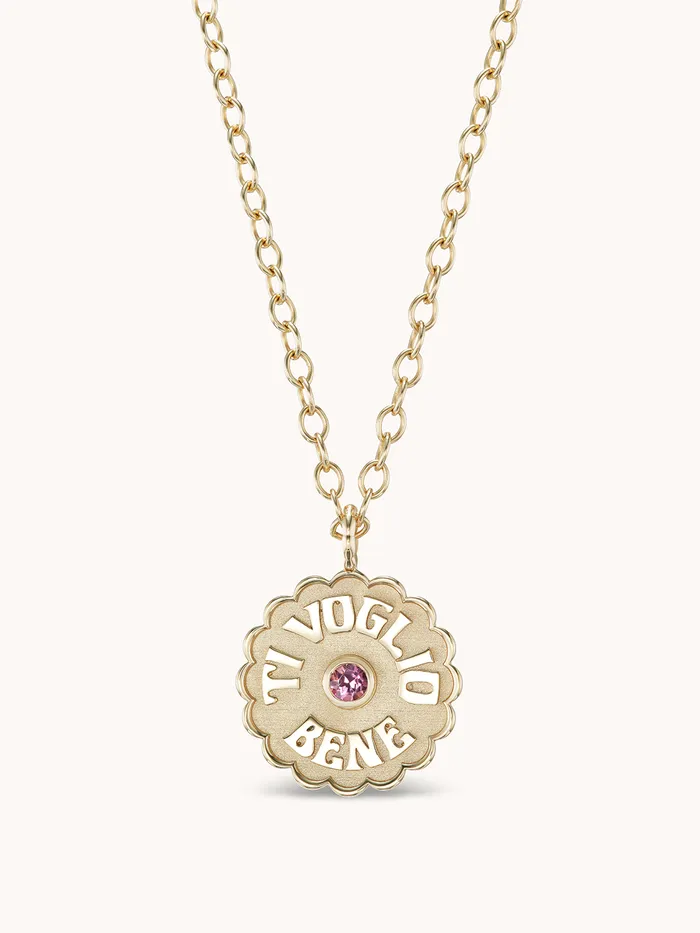 Necklaces Marlo Laz Mini Raised Gold TVB Necklace Pink Tourmaline