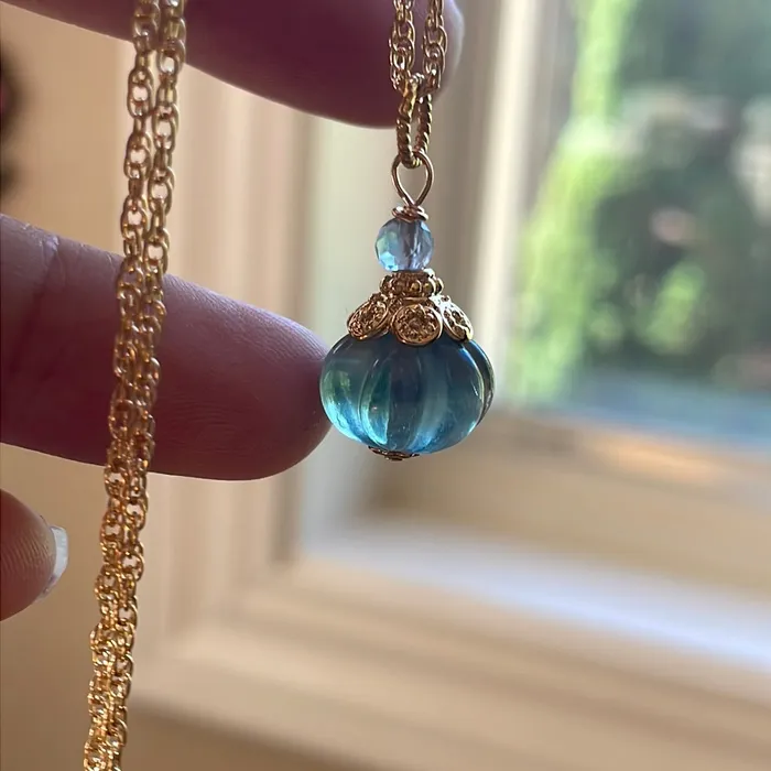 Necklaces Vintage Paris Jewelry Carved Fluorite Pumpkin Necklace Gold Filled Handmade Necklaces Vintage Paris Jewelry Carved Fluorite Pumpkin Necklace Gold Filled Handmade