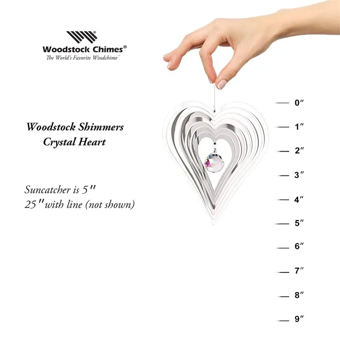 Necklaces Woodstock Chimes Crystal Heart Shimmer Spinning Heart One Coast Woodstock Chimes