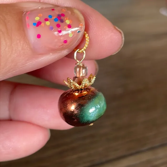 Raku Pumpkin Pendant Gold Filled Handmade Vintage Paris Jewelry Necklaces
