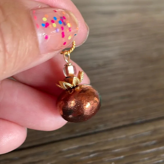 Raku Pumpkin Pendant Gold Filled Handmade Vintage Paris Jewelry Necklaces
