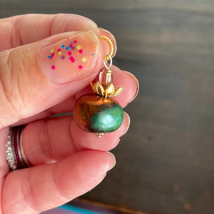 Raku Pumpkin Pendant Gold Filled Handmade Vintage Paris Jewelry Necklaces