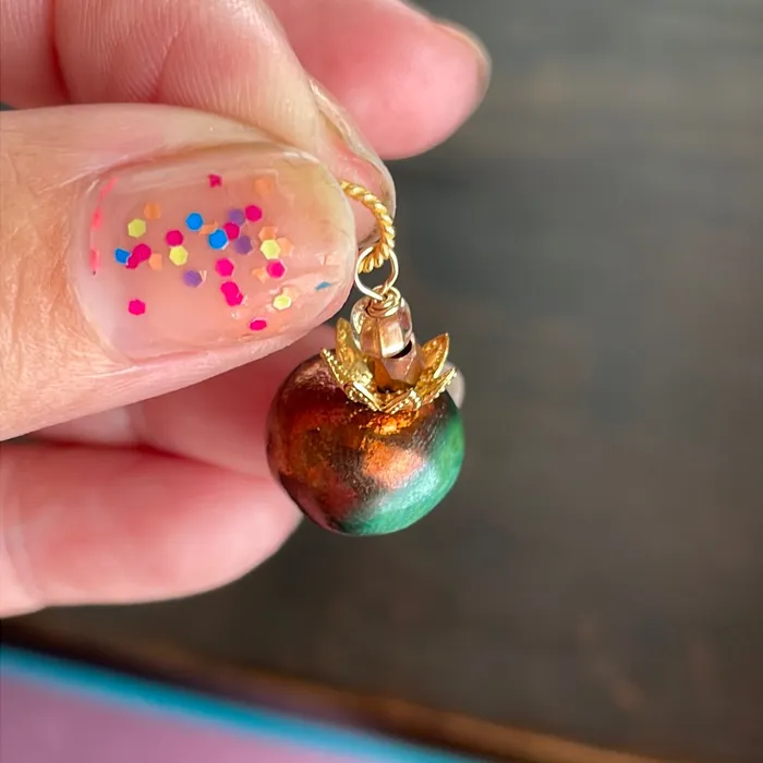 Raku Pumpkin Pendant Gold Filled Handmade Vintage Paris Jewelry Necklaces