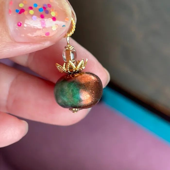 Raku Pumpkin Pendant Gold Filled Handmade Vintage Paris Jewelry Necklaces