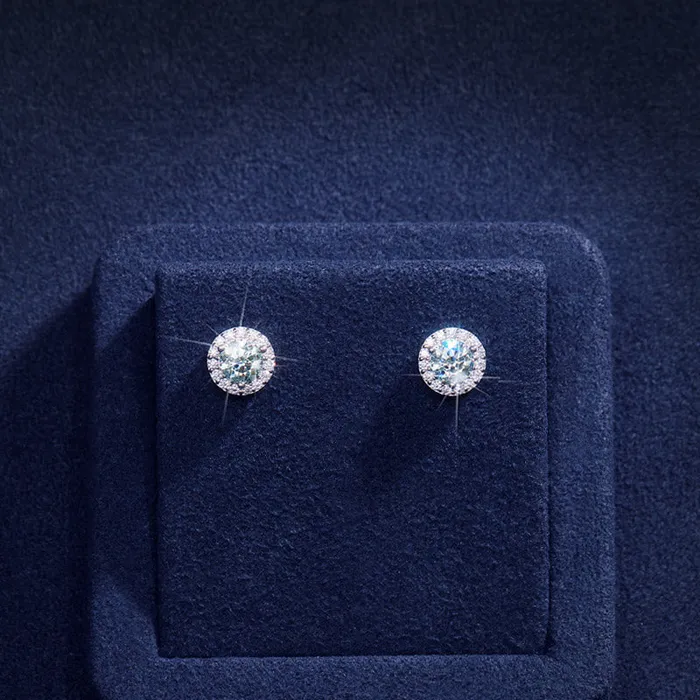 S925 Silver Rale Blue Moissanite Halo Earrings icezeusshop Earrings