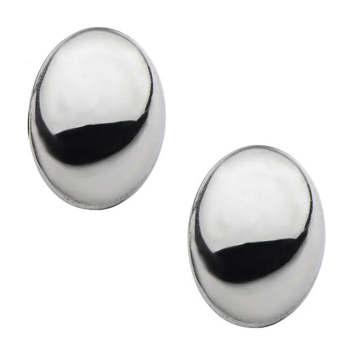 Silver Tone Stainless Steel Large Oval Dome Studs INOX JEWELRY Bracelets