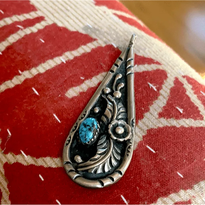 Turquoise Pendant Native American Sterling Silver Vintage Love Vintage Paris Necklaces